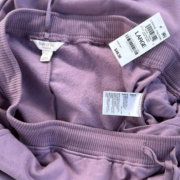 NWT State of Day Women High Rise Fleece Cargo Sweatpants Purple Soft Drawstring - Picture 3 of 3